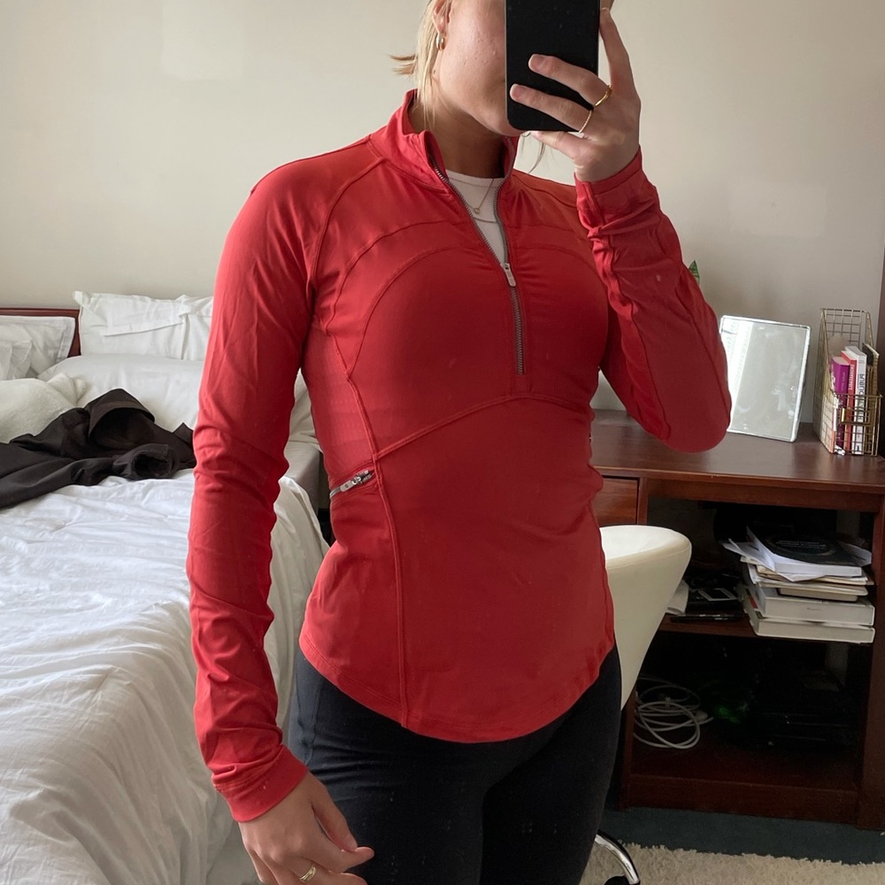 Red Lululemon half zip pullover